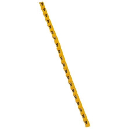 Legrand Clip On Cable Marker, Black on Yellow, Pre-printed "V", for Cable, 0 384 31 [0 384 31]; 266-3432