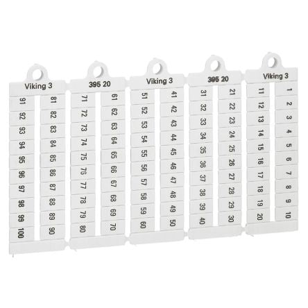 Legrand Number Marker Plate for use with  for use with Terminal Blocks [0 395 20]; 266-3469