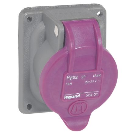 Legrand Purple Power Socket, 2 Poles, 16A, Indoor Use [0 524 01]; 266-3505