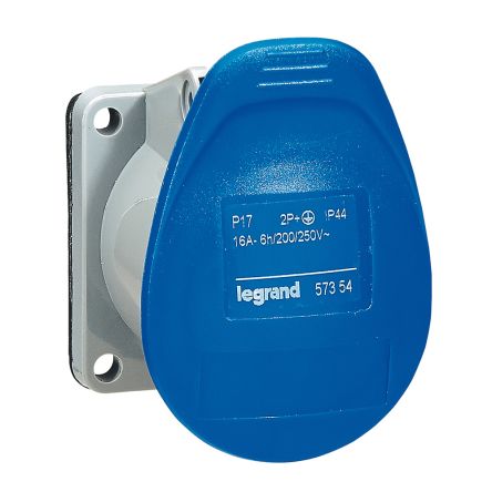 Legrand Blue Power Socket, 3 Poles, 16A, Outdoor Use [0 573 54]; 266-3525