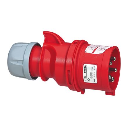 Legrand, P17 IP44 Red 3P + N + E Industrial Power Plug, Rated At 16A, 415 V,With Phase Inverter [0 574 41]; 266-3527