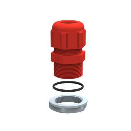 Legrand Red Plastic Cable Gland, M25 Thread, 12mm min., 18mm max., IP68 [0 919 32]; 266-3664