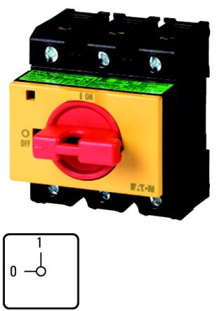 Eaton 3 Pole Panel Mount Isolator Switch - 63A Maximum Current, 30kW Power Rating, IP30 (Front) [045845 P3-63/IVS-RT]; 266-4819