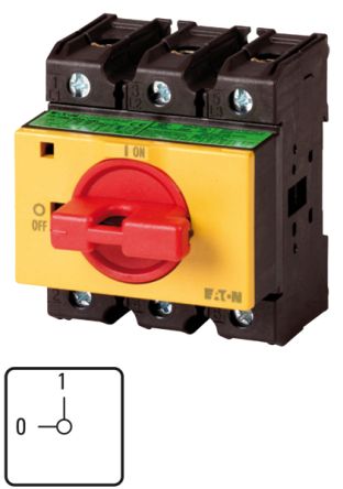 Eaton 3 Pole Panel Mount Isolator Switch - 100A Maximum Current, 55kW Power Rating, IP30 (Front) [086185 P3-100/IVS-RT]; 266-4883