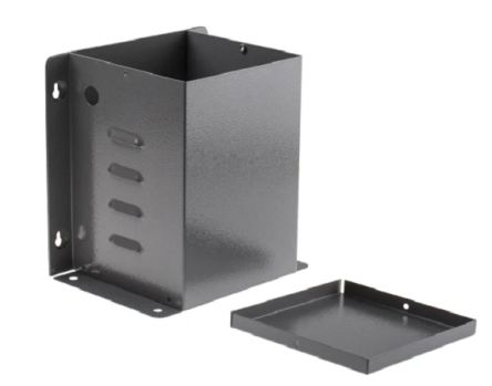 RS PRO Grey Steel Enclosure, Flanged, Grey Lid, 157 x 157 x 221mm [0]; 266-4948