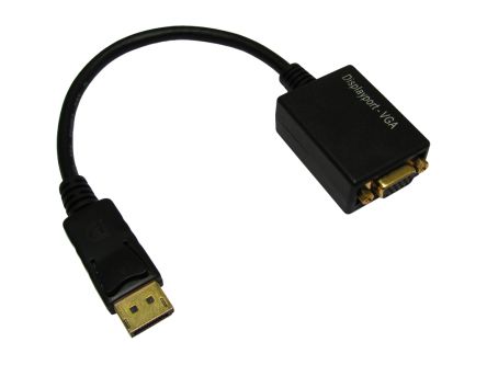 RS PRO Male DisplayPort to Female VGA, PVC  Cable, 1080p, 150mm [0]; 266-8493