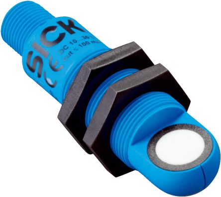 SICK Ultrasonic Threaded Barrel Proximity Sensor, M18, 350 mm Detection, PNP NO, 10 → 30 V dc [UM18-212161102]; 267-2111