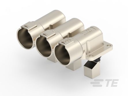 TE Connectivity PowerTube 1000 Series Right Angle Panel PCB Connector, 3 Contact(s), 36 mm Pitch, 1 Row(s), Shrouded [2-2394072-1]; 267-3961