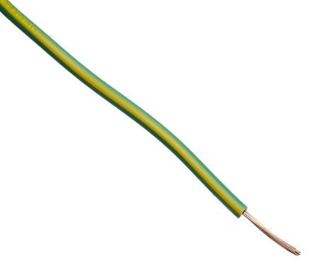 RS PRO Green, Yellow 0.75mm² Hook Up Wire, 24/0.2 mm, 100m, PVC Insulation [0]; 267-5739
