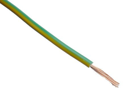 RS PRO Green, Yellow 1mm² Hook Up Wire, 32/0.2 mm, 100m, PVC Insulation [0]; 267-5740