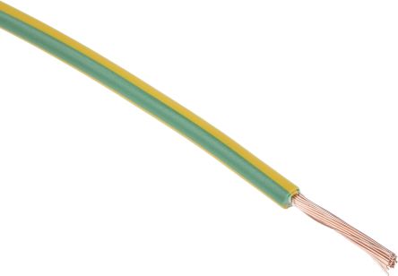 RS PRO Green, Yellow 1.5mm² Hook Up Wire, 30/0.25 mm, 100m, PVC Insulation [0]; 267-5742