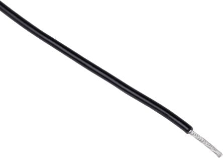 RS PRO Black 0.5mm² Hook Up Wire, 16/0.2 mm, 100m, PVC Insulation [0]; 267-5754