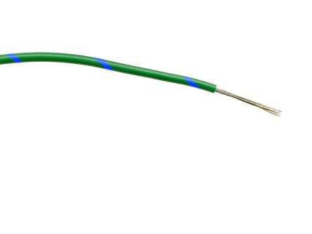 RS PRO Blue/Green 0.5mm² Hook Up Wire, 16/0.2 mm, 100m, PVC Insulation [0]; 267-5766
