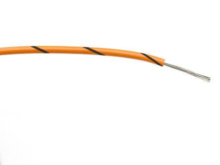 RS PRO Black/Orange 0.5mm² Hook Up Wire, 16/0.2 mm, 100m, PVC Insulation [0]; 267-5770