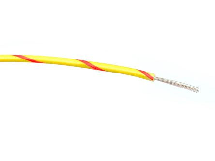 RS PRO Red/Yellow 0.5mm² Hook Up Wire, 16/0.2 mm, 100m, PVC Insulation [0]; 267-5795