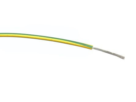 RS PRO Green, Yellow 0.75mm² Hook Up Wire, 24/0.2 mm, 100m, PVC Insulation [0]; 267-5805