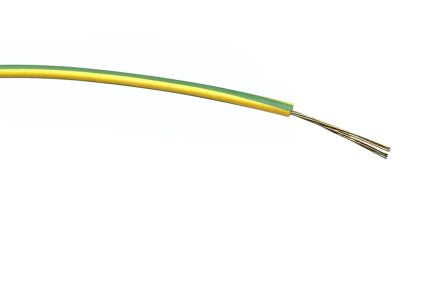 RS PRO Green/Yellow 0.22mm² Hook Up Wire, 7/0.2 mm, 100m, PVC Insulation [0]; 267-5854