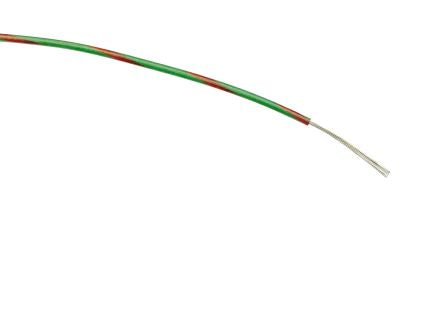RS PRO Green/Red 0.22mm² Hook Up Wire, 7/0.2 mm, 100m, PVC Insulation [0]; 267-5857