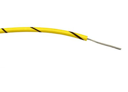 RS PRO Yellow/Black 0.22mm² Hook Up Wire, 7/0.2 mm, 100m, PVC Insulation [0]; 267-5883