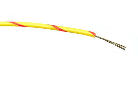RS PRO Yellow/Red 0.22mm² Hook Up Wire, 7/0.2 mm, 100m, PVC Insulation [0]; 267-5884
