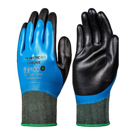 Skytec Eco Chrome Black, Blue Polyester Cut Resistant Work Gloves, Size 11, Nitrile Foam Coating [SKG00047B]; 267-6244
