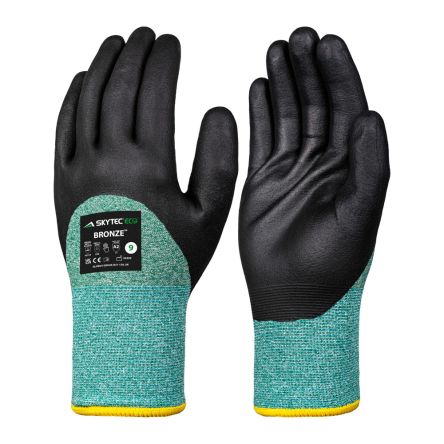 Skytec Eco Bronze Black, Green Polyester Thermal Work Gloves, Size 7, Nitrile Foam Coating [SKG00052E]; 267-6265