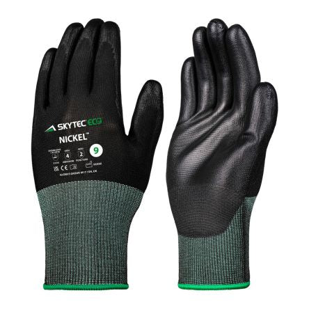 Skytec Eco Nickel Black Polyester Abrasion Resistant, Tear Resistant General Handling Gloves, Size 7, Polyurethane [SKG00053B]; 267-6271