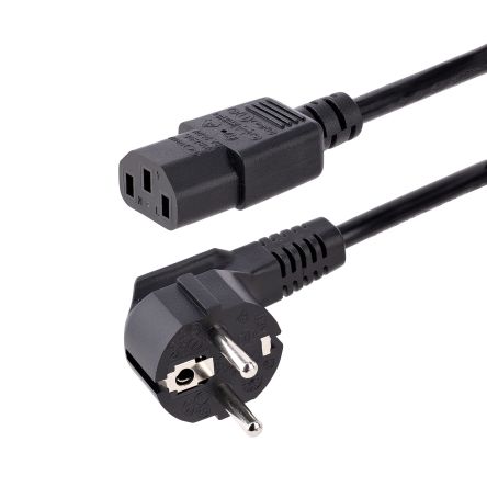 StarTech.com Right Angle CEE 7/7 Plug to Straight IEC C13 Socket Power Cable, 1m [713E-1M-POWER-CORD]; 267-7821
