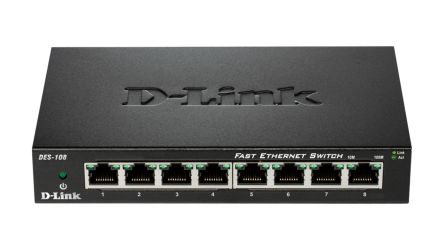 D-Link 8-Port Fast Ethernet Switch, Unmanaged 8 Port Ethernet Switch, EU [DES-108/E]; 268-1532