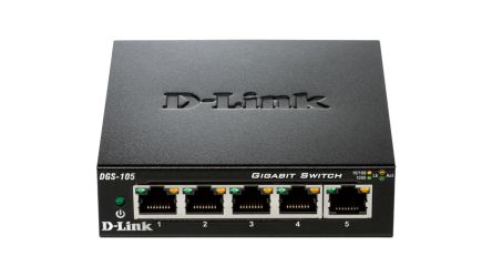 D-Link 5-Port Gigabit Unmanaged Desktop Switch DGS-105, Unmanaged 5 Port Gigabit Switch, EU [DGS-105/E]; 268-1539
