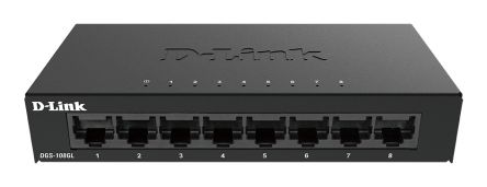D-Link 8-Port Gigabit Unmanaged Desktop Switch DGS-105, Unmanaged 8 Port Gigabit Switch, EU [DGS-108GL/E]; 268-1542