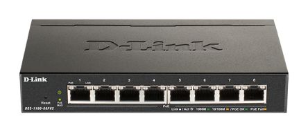 D-Link 8-Port Gigabit Smart Managed PoE Switch, Smart 8 Port Smart Switch With PoE EU [DGS-1100-08PV2/E]; 268-1545