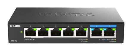 D-Link 7-Port Multi-Gigabit Unmanaged Switch, Unmanaged 7 Port Network Switch, EU [DMS-107/E]; 268-1589