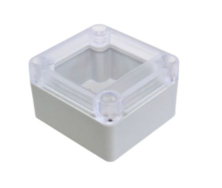 Hammond RP Series Light Grey Polycarbonate General Purpose Enclosure, IP65, Clear Lid, 65 x 60 x 40mm [RP1020C]; 268-1616