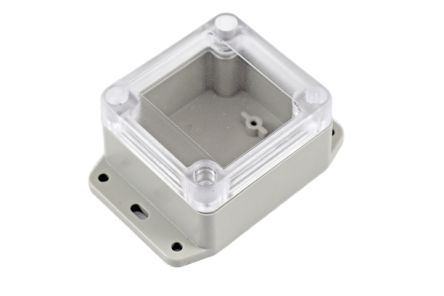 Hammond RP Series Light Grey ABS General Purpose Enclosure, IP65, Flanged, Clear Lid, 65 x 60 x 40mm [RP1025BFC]; 268-1618