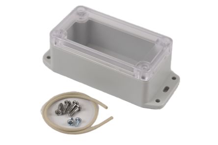 Hammond RP Series Light Grey Polycarbonate General Purpose Enclosure, IP65, Flanged, Clear Lid, 95 x 50 x 40mm [RP1030BFC]; 268-1621