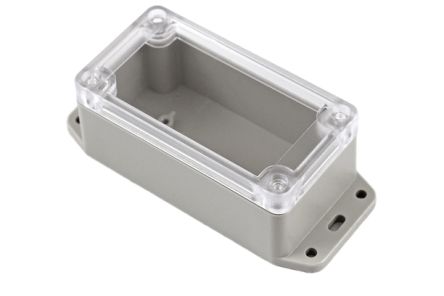 Hammond RP Series Light Grey ABS General Purpose Enclosure, IP65, Flanged, Clear Lid, 95 x 50 x 40mm [RP1035BFC]; 268-1626