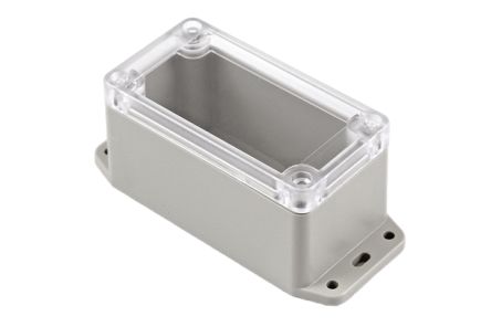Hammond RP Series Light Grey ABS General Purpose Enclosure, IP65, Flanged, Clear Lid, 95 x 50 x 50mm [RP1045BFC]; 268-1634