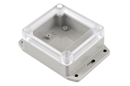 Hammond RP Series Light Grey ABS General Purpose Enclosure, IP65, Flanged, Clear Lid, 85 x 80 x 40mm [RP1055BFC]; 268-1643