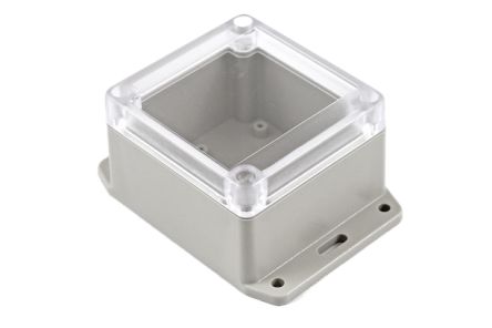Hammond RP Series Light Grey ABS General Purpose Enclosure, IP65, Flanged, Clear Lid, 85 x 80 x 55mm [RP1065BFC]; 268-1652