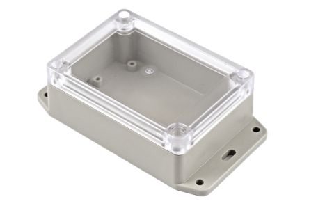 Hammond RP Series Light Grey ABS General Purpose Enclosure, IP65, Flanged, Clear Lid, 105 x 75 x 40mm [RP1085BFC]; 268-1659