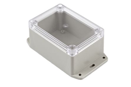 Hammond RP Series Light Grey ABS General Purpose Enclosure, IP65, Flanged, Clear Lid, 105 x 75 x 55mm [RP1095BFC]; 268-1666