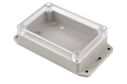 Hammond RP Series Light Grey ABS General Purpose Enclosure, IP65, Flanged, Clear Lid, 125 x 85 x 40mm [RP1125BFC]; 268-1676