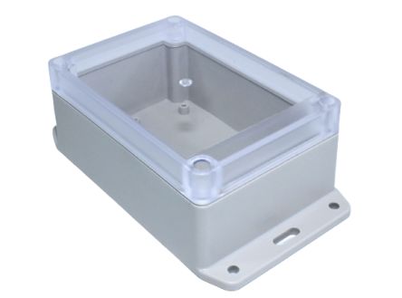 Hammond RP Series Light Grey ABS General Purpose Enclosure, IP65, Flanged, Clear Lid, 125 x 85 x 55mm [RP1135BFC]; 268-1683