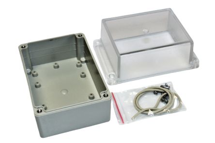 Hammond RP Series Light Grey ABS General Purpose Enclosure, IP65, Clear Lid, 125 x 85 x 85mm [RP1155C]; 268-1701