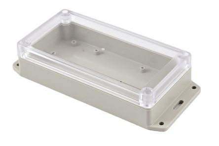Hammond RP Series Light Grey ABS General Purpose Enclosure, IP65, Flanged, Clear Lid, 165 x 85 x 40mm [RP1165BFC]; 268-1709