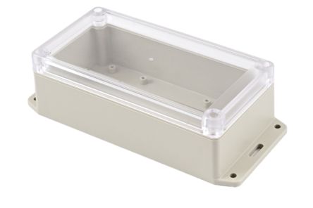 Hammond RP Series Light Grey ABS General Purpose Enclosure, IP65, Flanged, Clear Lid, 165 x 85 x 55mm [RP1175BFC]; 268-1716