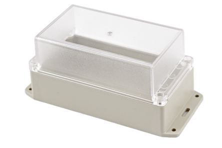 Hammond RP Series Light Grey ABS General Purpose Enclosure, IP65, Flanged, Clear Lid, 165 x 85 x 85mm [RP1185BFC]; 268-1725