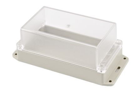 Hammond RP Series Light Grey ABS General Purpose Enclosure, IP65, Flanged, Clear Lid, 165 x 85 x 70mm [RP1195BFC]; 268-1734