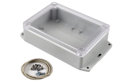 Hammond RP Series Light Grey Polycarbonate General Purpose Enclosure, IP65, Flanged, Clear Lid, 145 x 105 x 40mm [RP1200BFC]; 268-1738